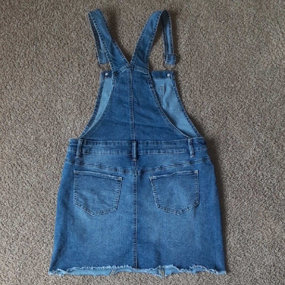 SO Blue Denim Overall Skirt with Contrast Stitching - Picture 3 of 8